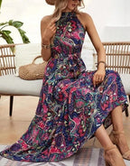 R&B | Damen Retro Maxi Halterneck & Vintage-inspiriert