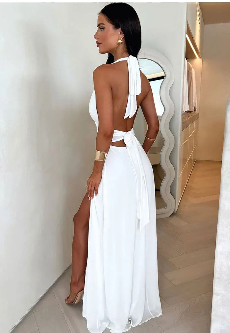 R&B | Tief ausgeschnittenes Halterkleid mit Schlitz