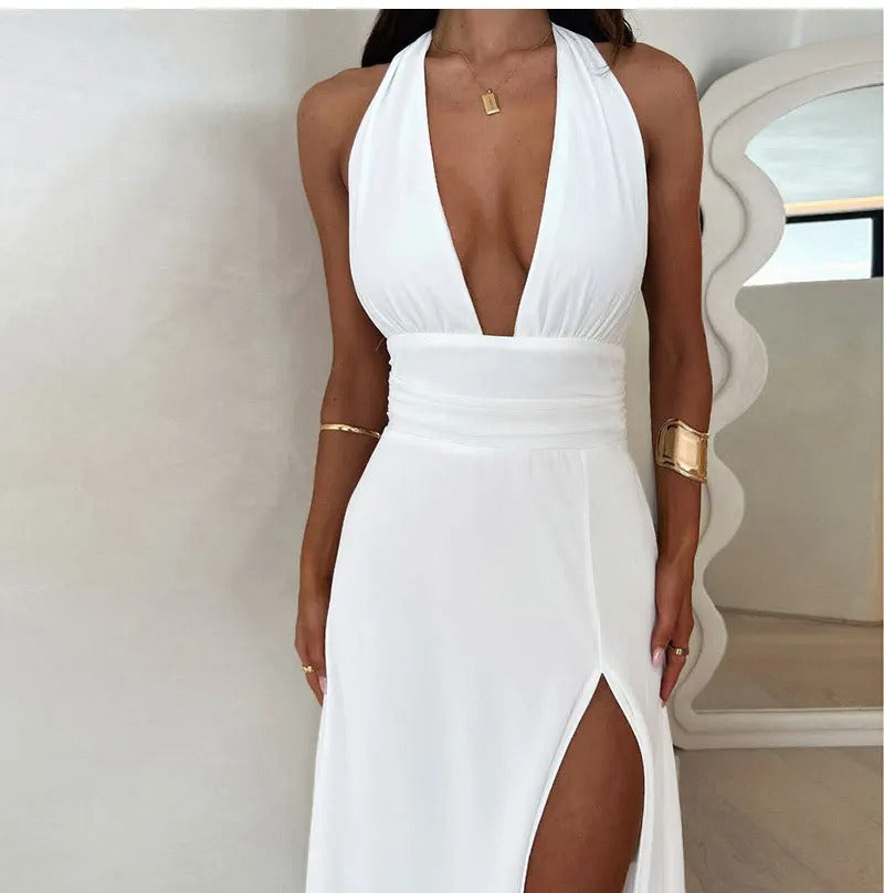 R&B | Tief ausgeschnittenes Halterkleid mit Schlitz
