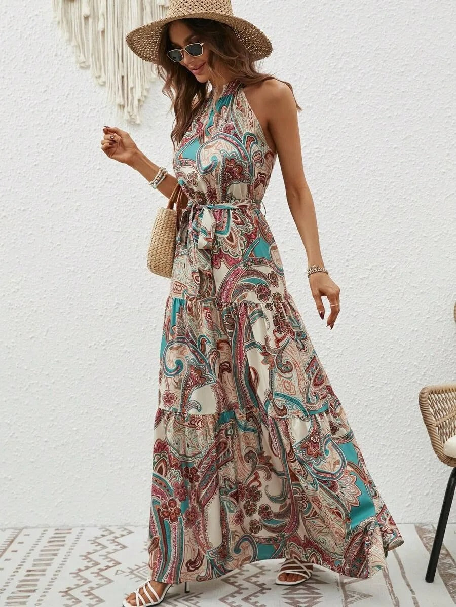 R&B | Damen Retro Maxi Halterneck & Vintage-inspiriert