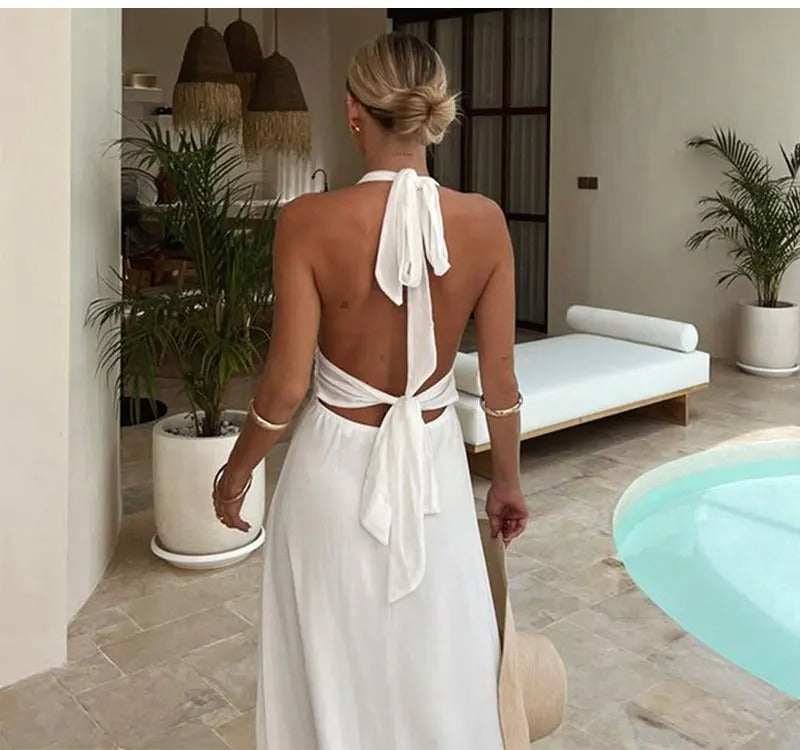 R&B | Tief ausgeschnittenes Halterkleid mit Schlitz
