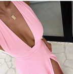 R&B | Tief ausgeschnittenes Halterkleid mit Schlitz