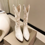 Bestickte Stiefel bis zur Mitte der Waden für Frauen R&B