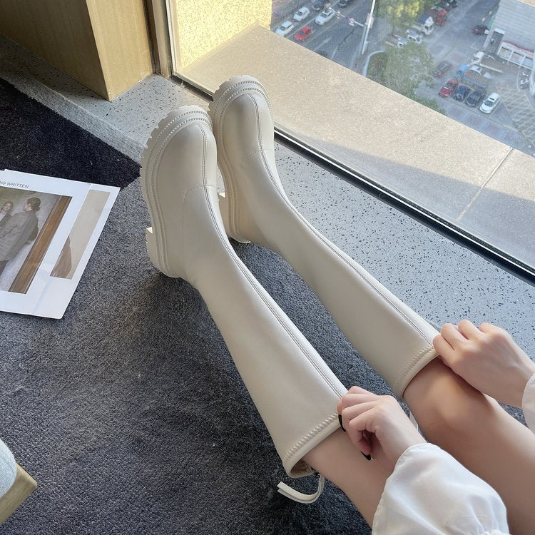 Lange Lederstil Damenstiefel R&B