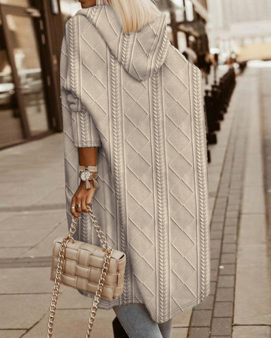 R&B | Lange Gestrickte Damenjacke Mit Kapuze