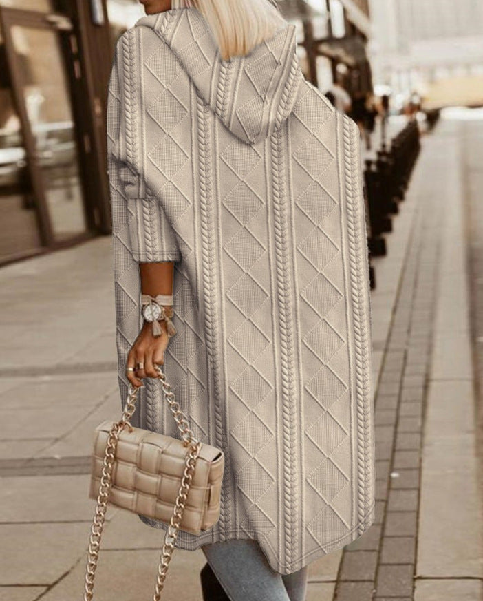 R&B | Cardigan - Langer Kapuzenpullover aus Baumwollmischung
