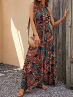 R&B | Damen Retro Maxi Halterneck & Vintage-inspiriert
