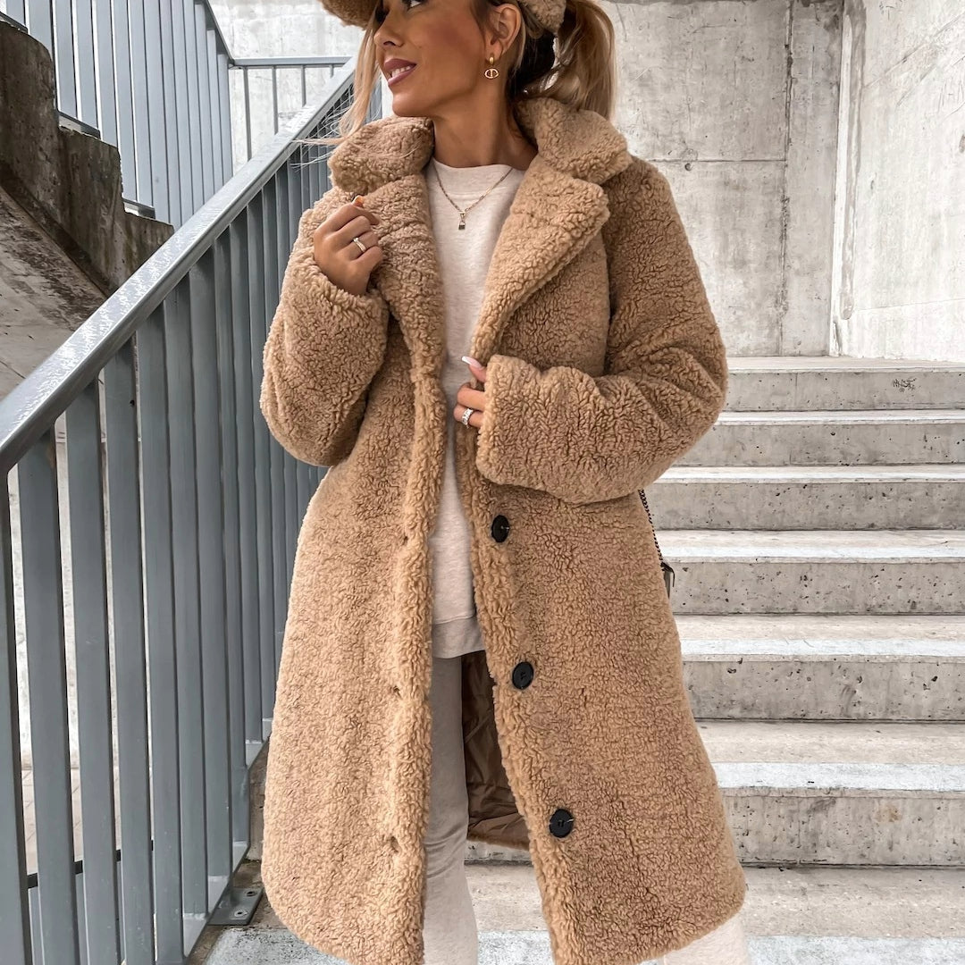 R&B | Mantel Vollständig Übergröße Passform Sherpa Textur Knopfverschluss