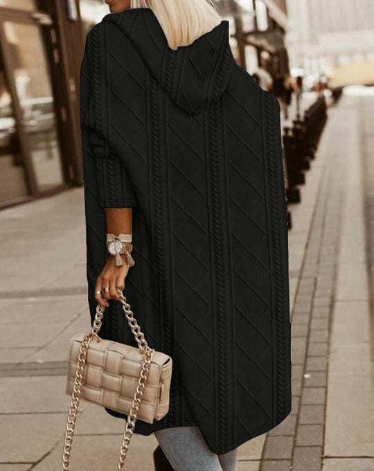 R&B | Lange Gestrickte Damenjacke Mit Kapuze