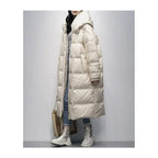 R&B | Lange Pufferjacke mit Daunenumhang