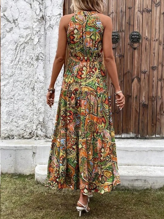 R&B | Damen Retro Maxi Halterneck & Vintage-inspiriert