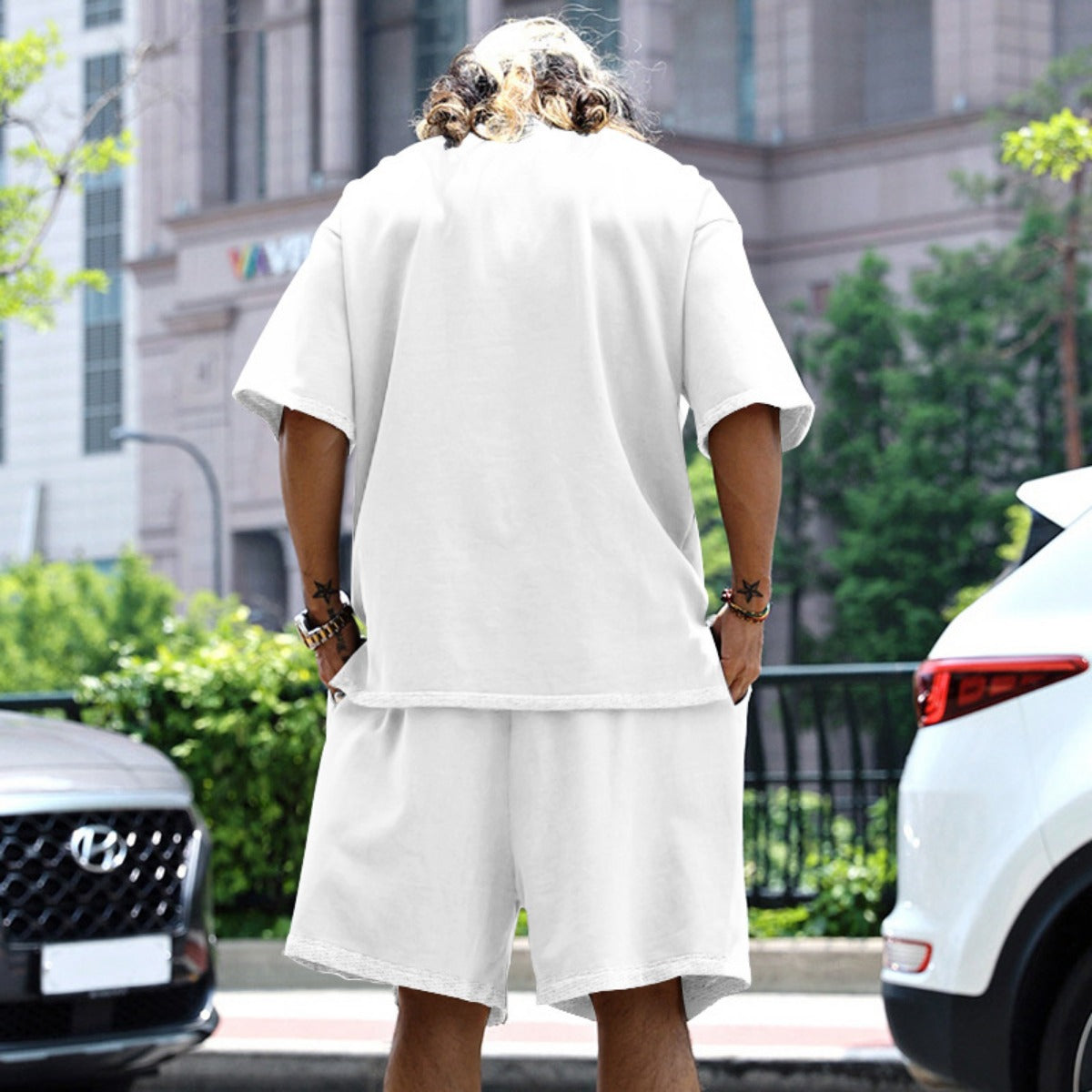 R&B | Lockeres T-Shirt Shorts einfarbiges Set