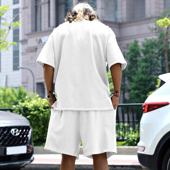 R&B | Lockeres T-Shirt Shorts einfarbiges Set