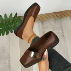 Marianne | Elegante Damen Slipper mit quadratischer Zehe und großer Schnalle R&B