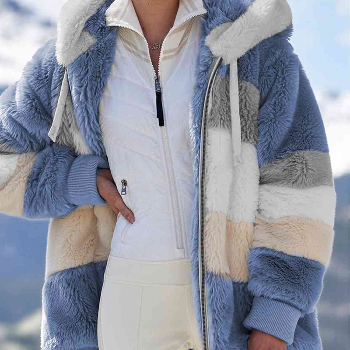 R&B | Color Block Zip-Up Kapuzenjacke