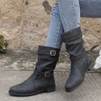Vintage Schnalle Strap Western Ankle Boots Für Frauen R&B