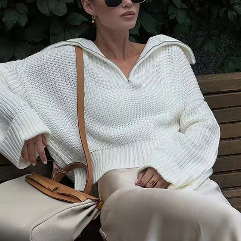 R&B | Rippstrick Pullover mit Reißverschluss Weich und Warm Lässige Eleganz