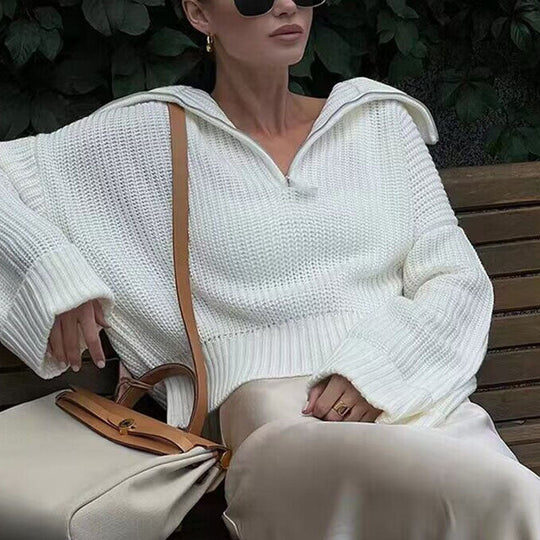 R&B | Rippstrick Pullover mit Reißverschluss Weich und Warm Lässige Eleganz