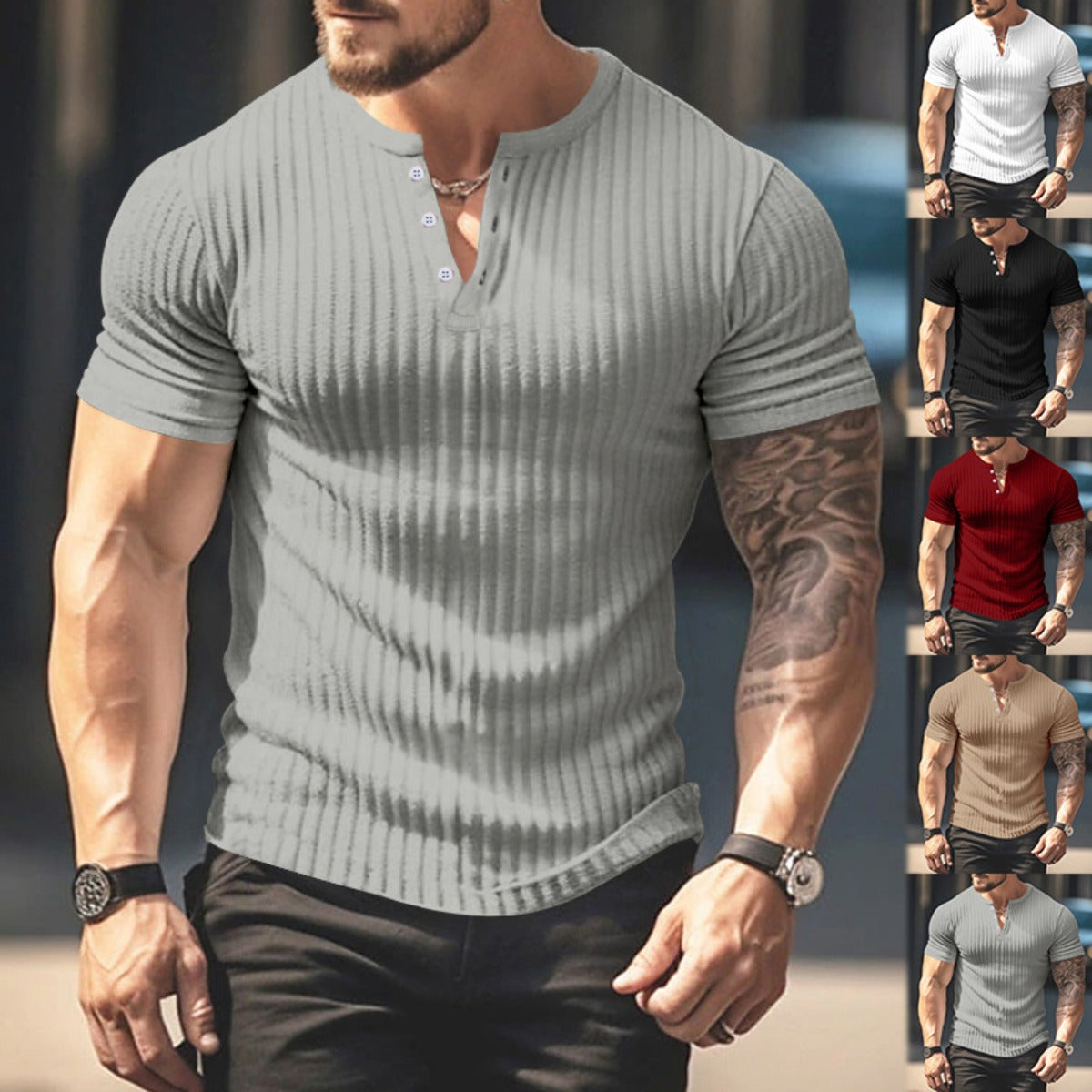 R&B | Einfarbig Lässig gestricktes T-Shirt