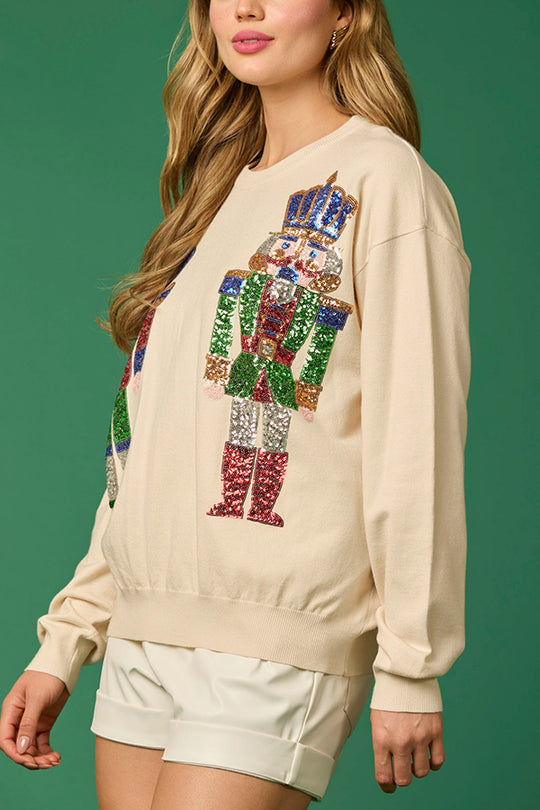 R&B | Weihnachtssoldat Pailletten Mode Lässiger Sweatshirt