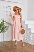 R&B | Kleid mit plissiertem Saum und eckigem Ausschnitt, schulterfrei