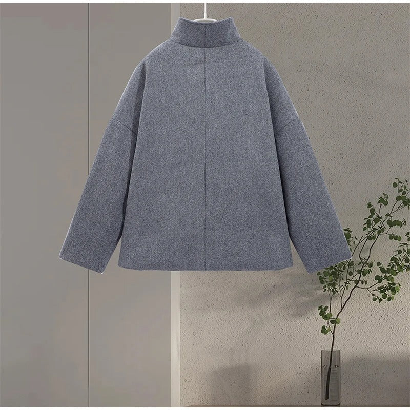 R&B | Wollmischung Jacke mit Hohem Kragen und Knöpfen
