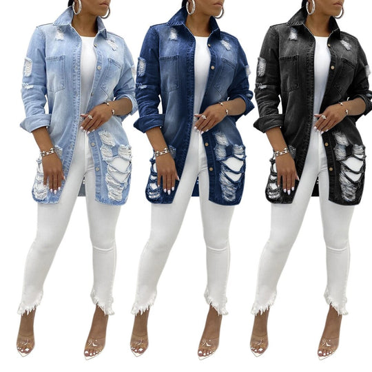 R&B | Zerrissene Jeansjacke für Frauen - Stylisch und Lässig