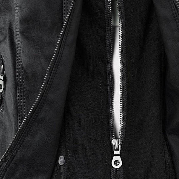 R&B | Doppellagige Lederjacke mit Kapuze - Warmer und Stilvoller Damenmantel
