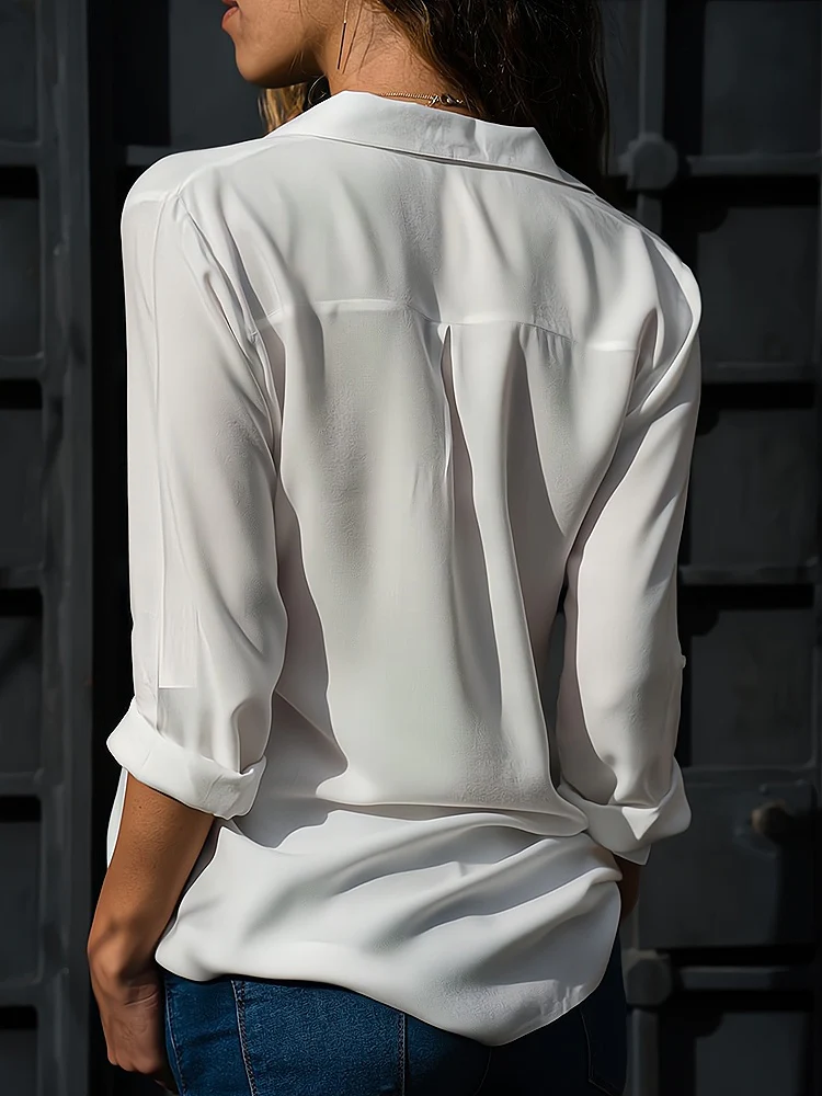 R&B | Klassische Knopfleistenbluse mit Langen Ärmeln für Damen