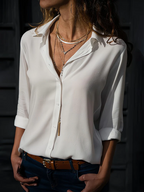 R&B | Klassische Knopfleistenbluse mit Langen Ärmeln für Damen