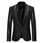 R&B | Glänzendes goldenes Squin-Glitz mit Knopf fleece Herren Blazer