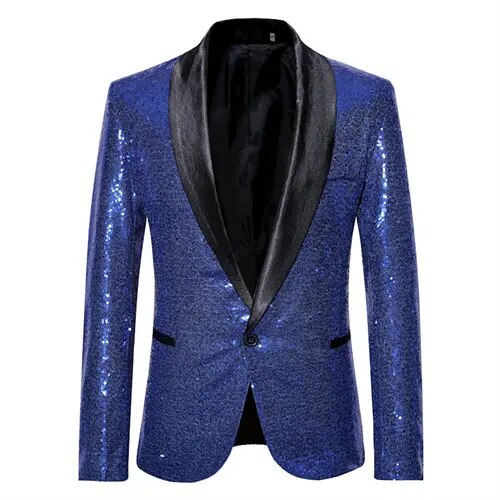 R&B - Glänzendes goldenes Squin-Glitz mit Knopf fleece Herren Blazer