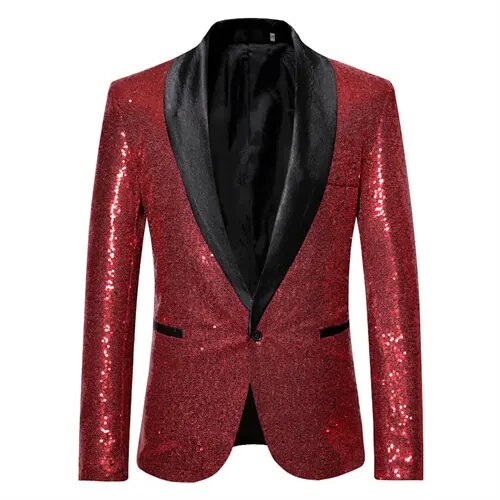 R&B - Glänzendes goldenes Squin-Glitz mit Knopf fleece Herren Blazer