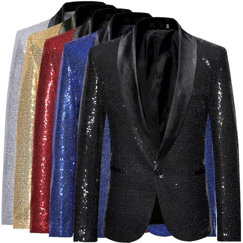 R&B - Glänzendes goldenes Squin-Glitz mit Knopf fleece Herren Blazer