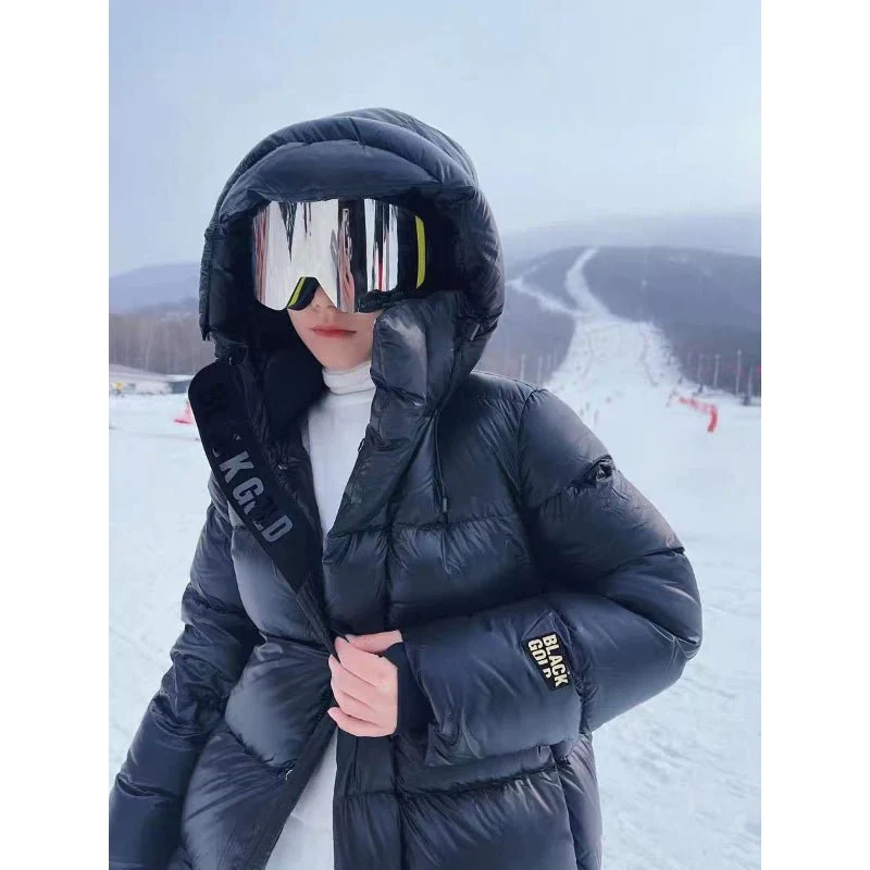 R&B | Langer schwarzer Winterparka für Frauen Ideal für den Winter