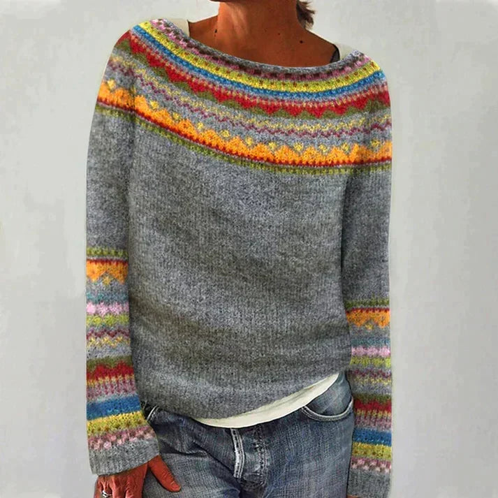 R&B | Retro Langarmbedruckter Pullover