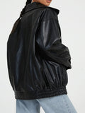 R&B | Zip-Up Bikerjacke - Oversized Passform mit gerafftem Saum