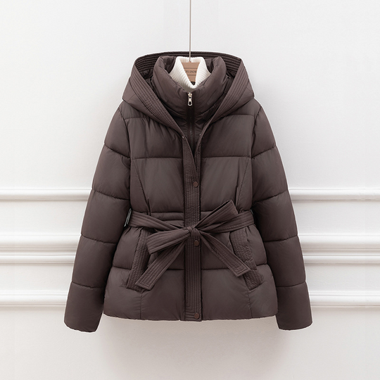 R&B | Steppjacke - Slim Fit - Kapuze - Bindegürtel - Seitentaschen