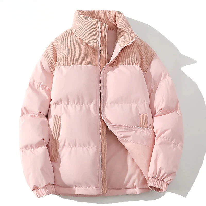 R&B | Puffer-Jacke Gestepptes Futter Rippcord-Naht Hüftlänge Elastische Bündchen