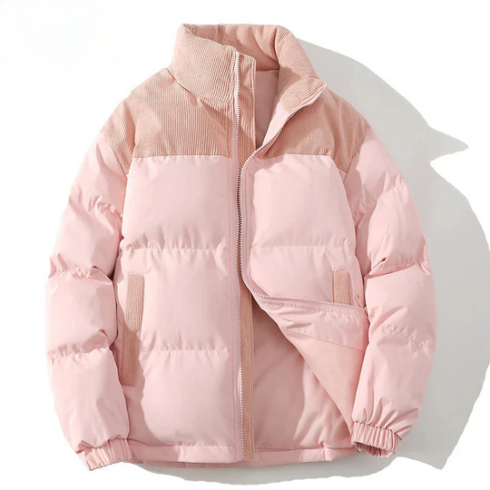 R&B | Puffer-Jacke Gestepptes Futter Rippcord-Naht Hüftlänge Elastische Bündchen