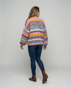 R&B | Bunte Patchwork Strickjacke Für Damen
