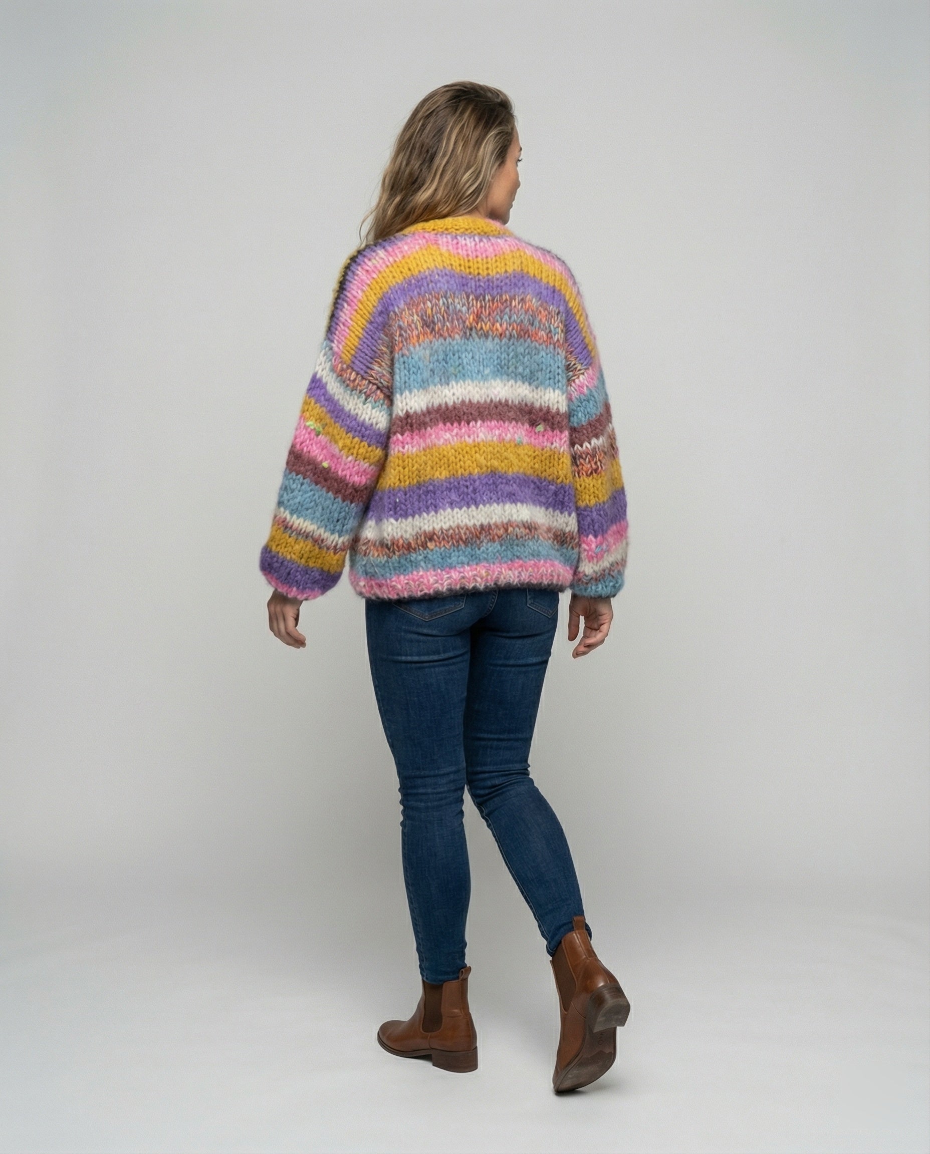 R&B | Bunte Patchwork Strickjacke Für Damen