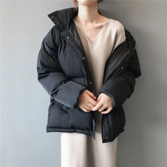 R&B | Parka-Jacke Übergröße Steppisolierung Hoher Kragen Druckknopfverschluss
