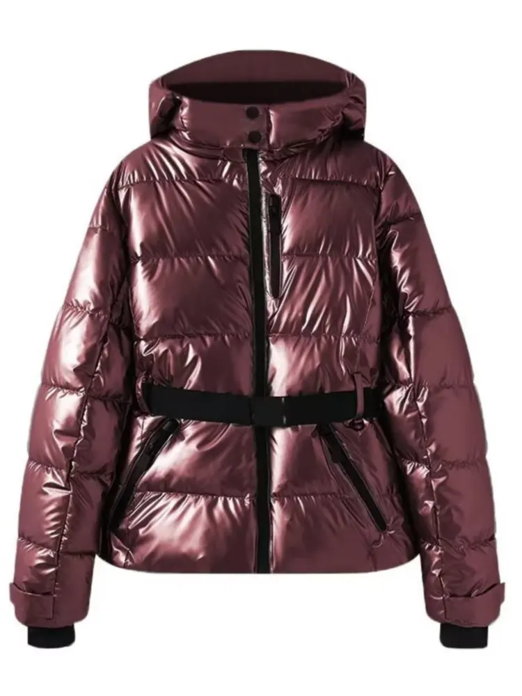 R&B | Skijacke gesteppte Puffer wasserdicht mit Gürtel und Kapuze