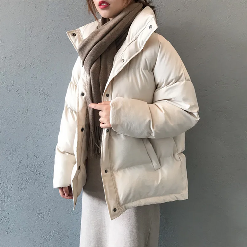 R&B | Parka-Jacke Übergröße Steppisolierung Hoher Kragen Druckknopfverschluss