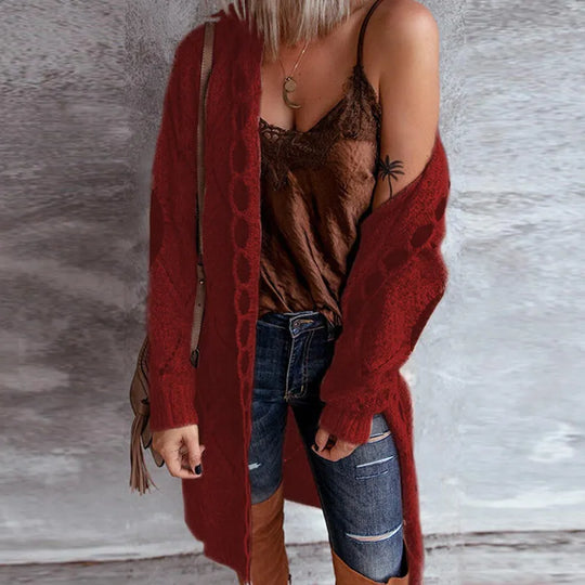R&B | Eleganter Strickpullover mit Kapuze Im Weinlese Stil