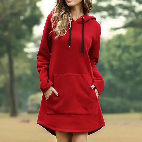 R&B | Gemütliches Langes Sweatshirt-Kleid mit Kapuze