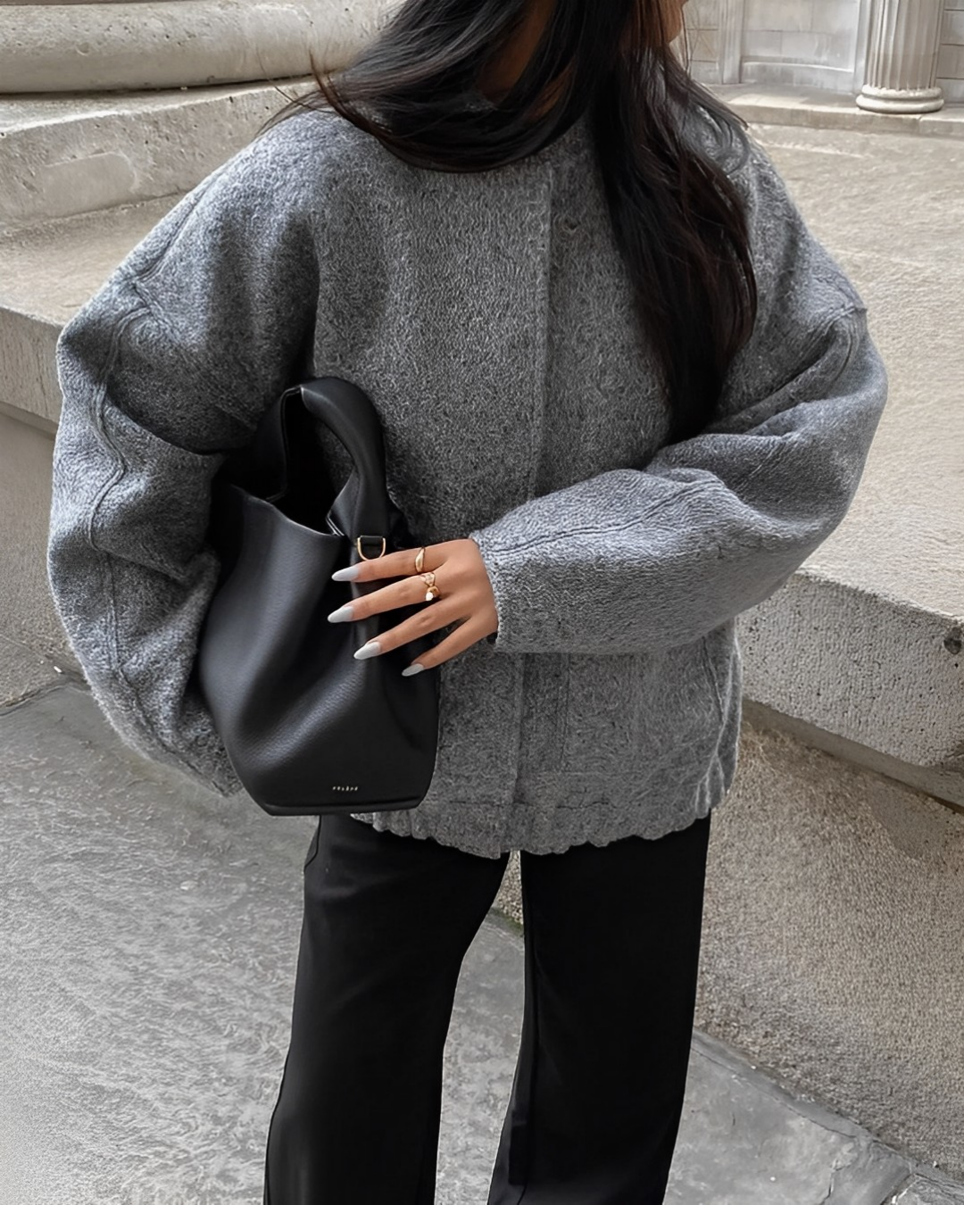 R&B | Bomberjacke - Oversized Fit - Weiches Fleece - Druckknopfverschluss - Taschen