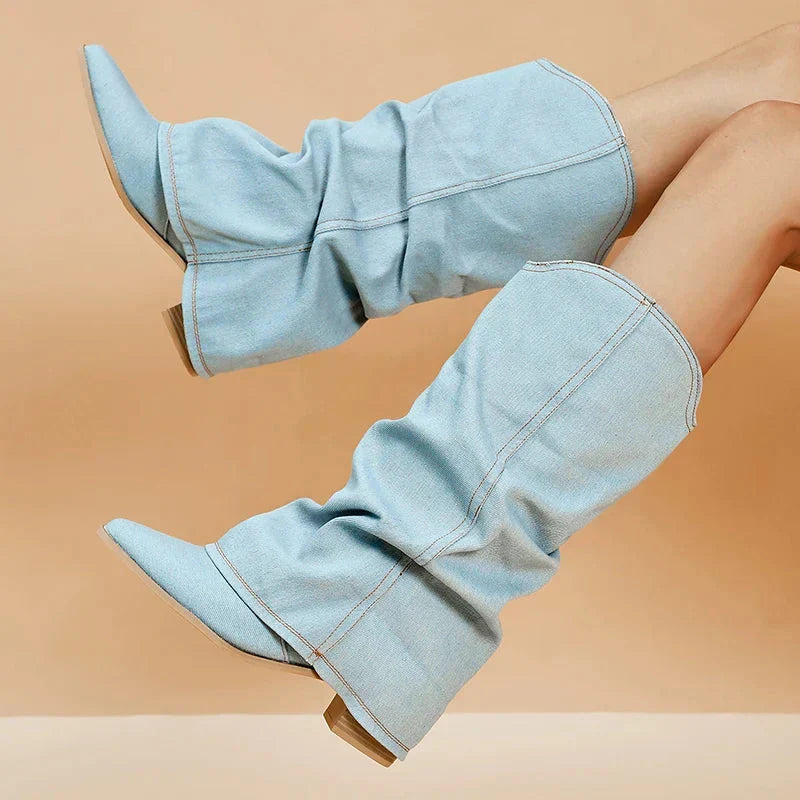 R&B | Denim Cowboystiefel Lässig