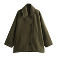 R&B | Mantel Oversized Passform Woll-Look Fledermausärmel Knopfverschluss Eingeknickter Kragen